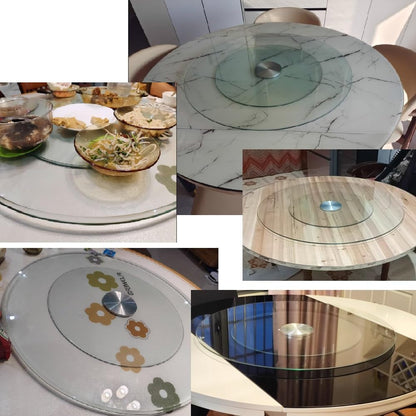 OPOLDBDMAC Tabletop Lazy Susan Turntable 28in 30in 36in 40in Round Serving Tray for Restaurant，Swivel Plate Tempered Glass Rotating Tray for Dining Table，Share Food(90cm-36inch)