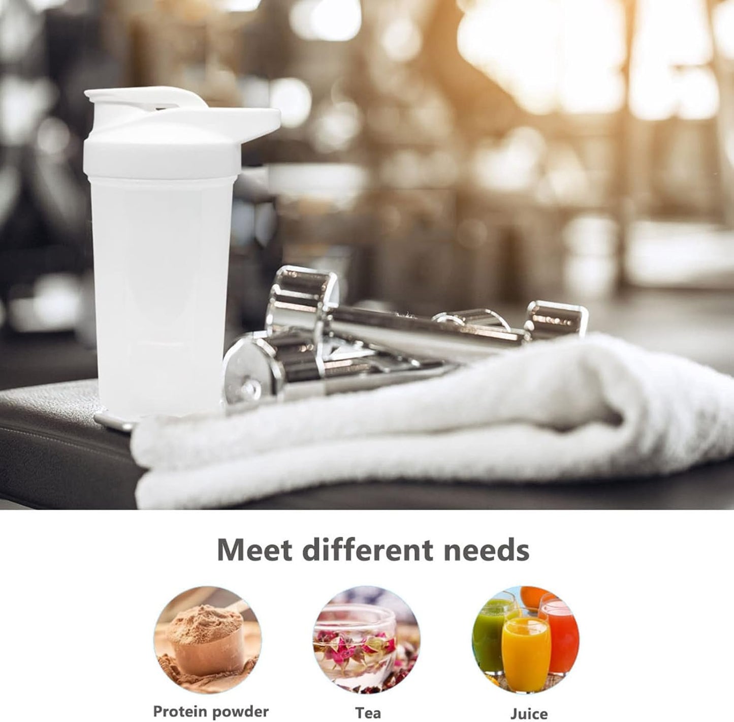 GAISHION Shaker Bottle Protein Shakes Cup and 10-Ounce/300ML Shaker-Bottle with Whisk Balls, Protein Shaker- Bottles Set, Non-BPA plastic(Grey+White(2PCS))