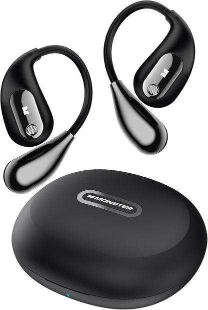 Monster Open Ear AC210 Headphones, Advanced Audio with Bluetooth 5.4, Wireless Headphones 30 Hours Playback, Type-C Charging, HD Voice Calls, Touch Controls, IPX5 Water Resistance – Black