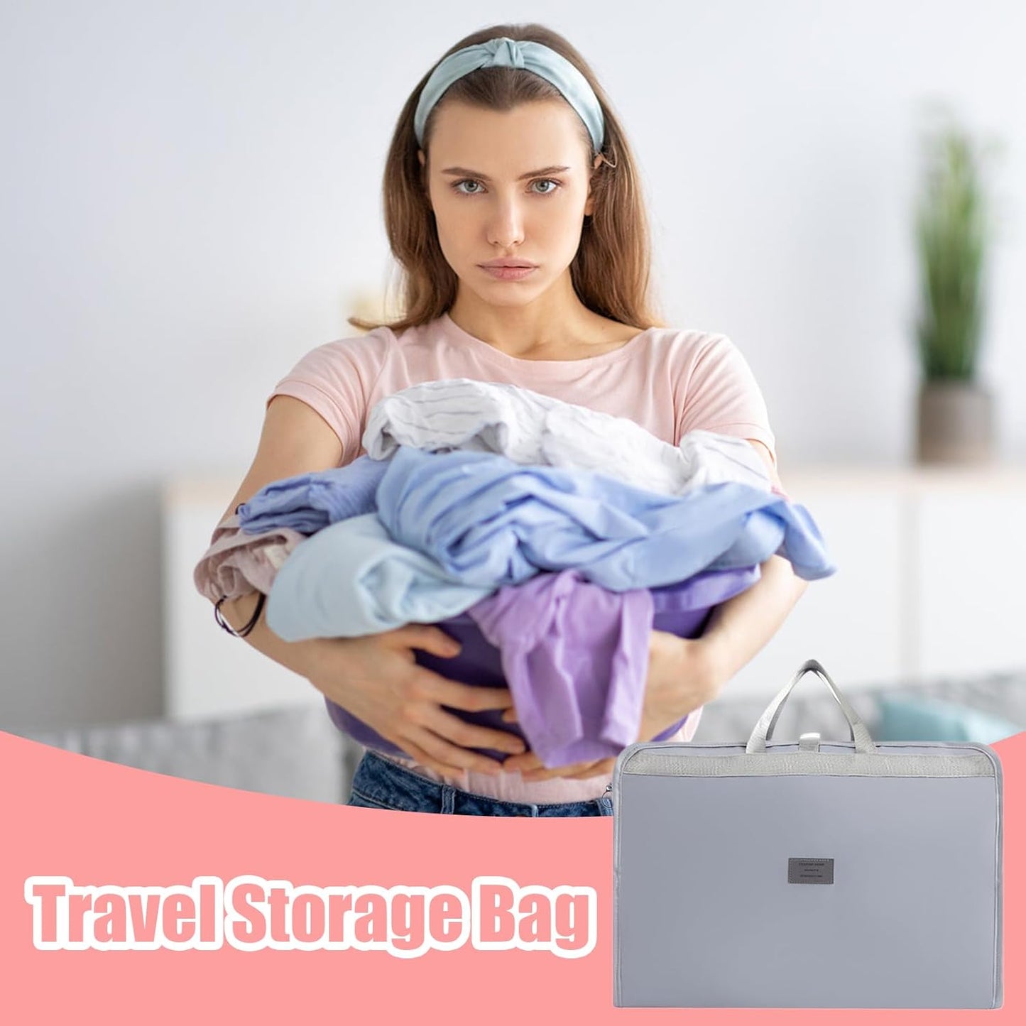 Lightweight Travel Bag, Foldable Organizer, Compact Storage Case, Packing Luggage Container, Ideal for Vacation, Clothes, Underwear, Socks 29.13 x 17.72 Inch