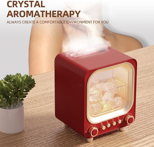 Essential Oil Diffuser Crystal Stone Aromatherapy Diffuser Humidifier with LED Night Light BT5.0 200ml Ultrasonic Quiet Cool Mist Air Humidifier for Home Bedroom Office