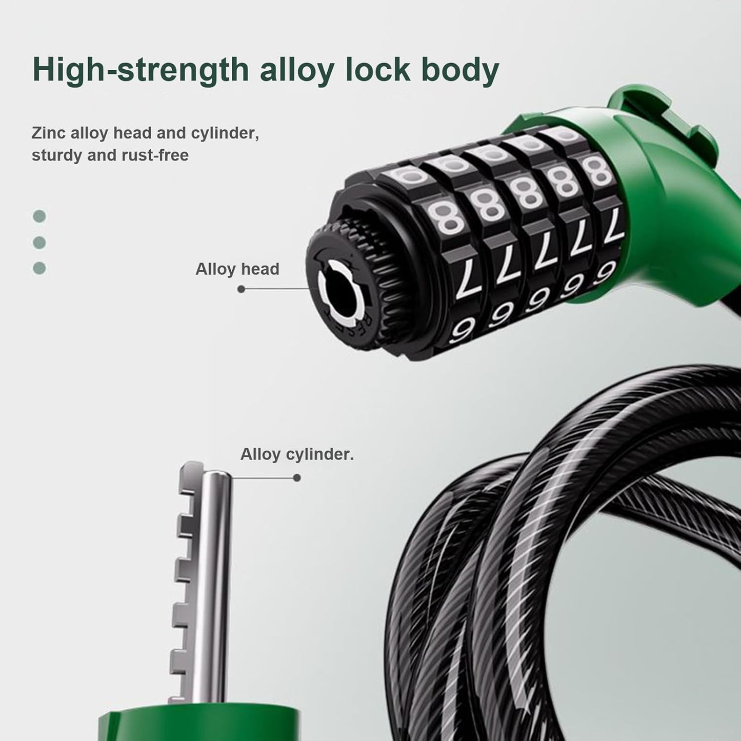 Combination Bike Lock, Security Chain Lock, Digit Code Anti Theft Gear for Motorcycle,47 Inches, Scooter, Door, Gate, Stroller, Outdoor Travel Safety, Long Lasting