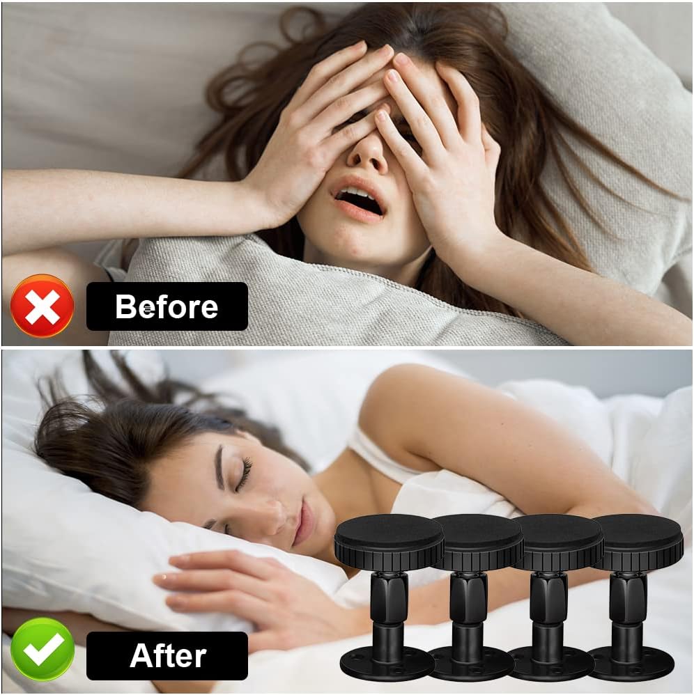 4 Pieces Adjustable Threaded Bed Frame 46-64mm Anti-Shake Tool Mute Noise Reduction, Adjustable Threaded Bed Frame, Easy to Install Stopper for Beds, Sofas, Tables, Walls