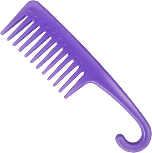 Wapodeai Wide Tooth Comb Detangling Hair Brush, Premium Care Handgrip Comb, Apply to For Curly, Wet, Dry, Thick Hair Etc. (Purple)