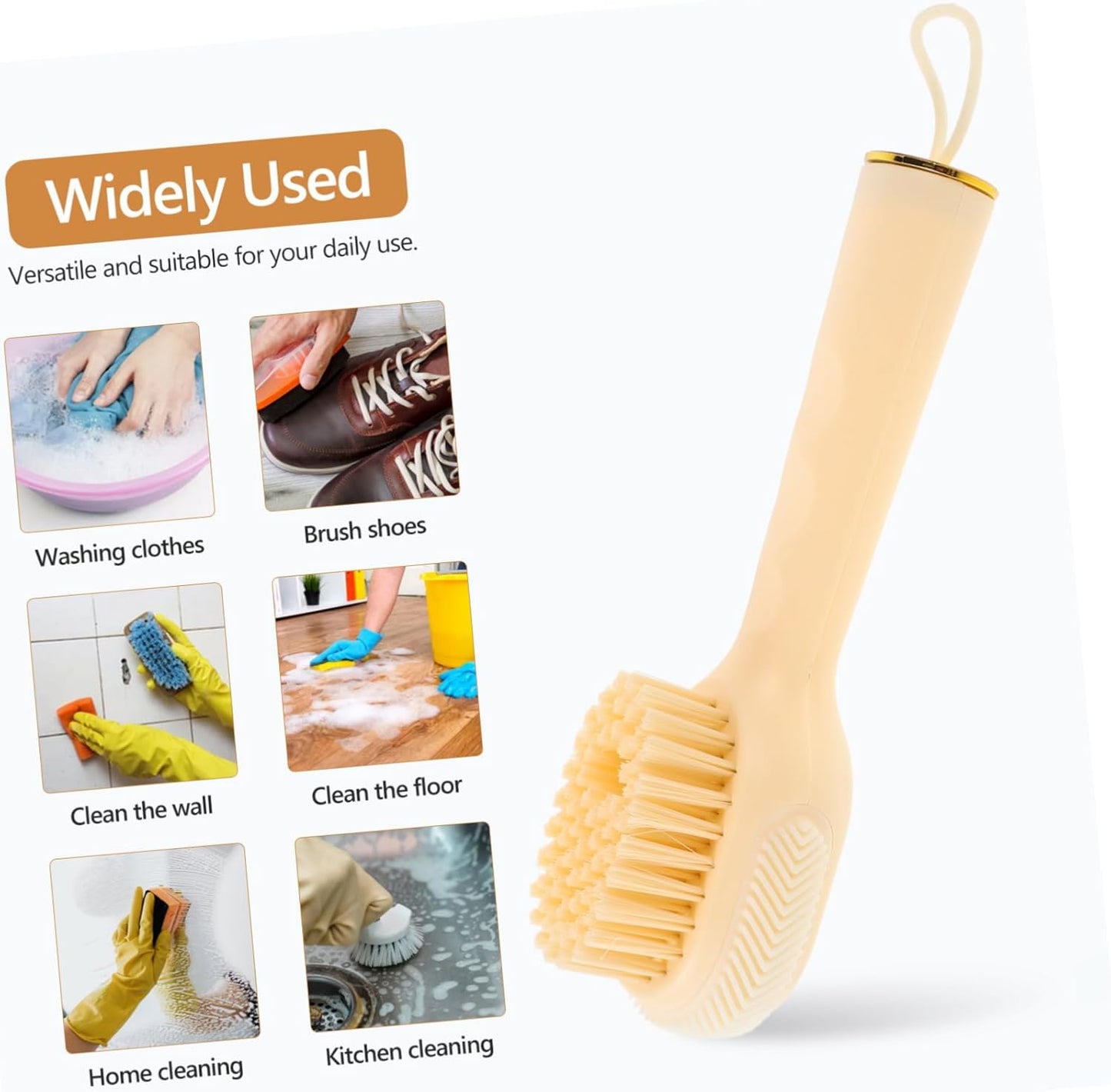 OATIPHO Versatile Shoe Cleaning Brush with Liquid Holder Dry Wet Cleaning Safe for Shoes Clothes Space-Saving Home Cleaning Essential