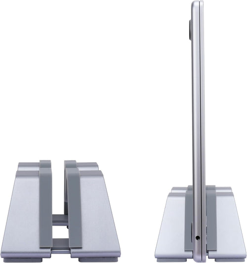 Psitek Adjustable Vertical Laptop Stand - Aluminum, Universal Fit for All Laptops (10-30mm Thickness) - Fashion Design, Adjustable Width, Anti-Slip & Scratch-Resistant, Patented Design