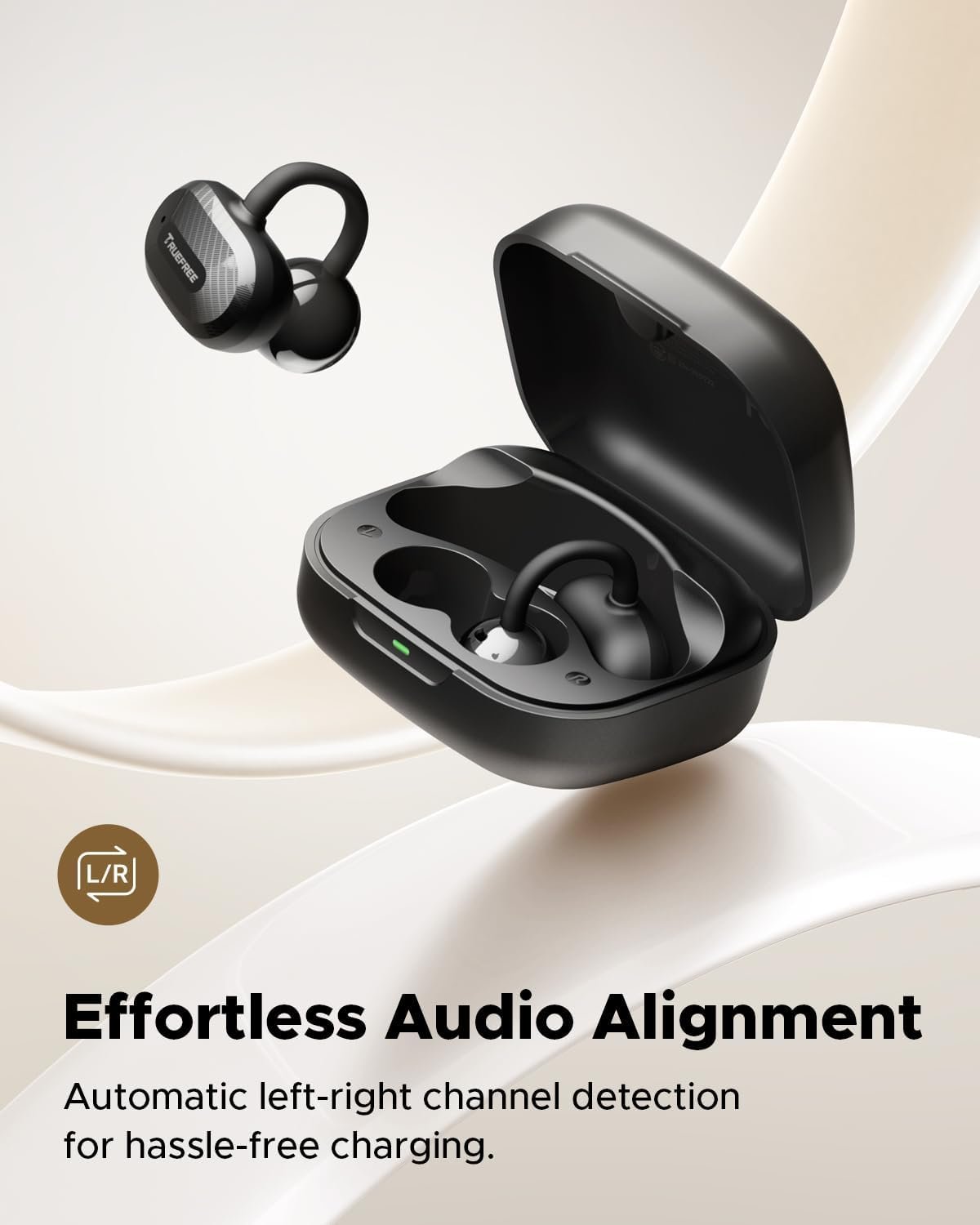 truefree C10 Clip-On Wireless Earbuds, Open-Ear Earphones, Bluetooth 5.4, 12mm Driver with Spatial Sound, 28H Playtime, IPX5 Water-Resistant, AI-ENC Clear Calls, Dual Connection, App Customizable