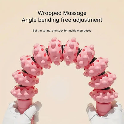 AIMALL Mace Massage Roller for Muscle Relaxation, Yoga Fitness Tool, Arm & Calf Slimming Roller Stick with Non-Slip Grip, Adjustable Roller, 14.96in Long, Pink/Green/Blue