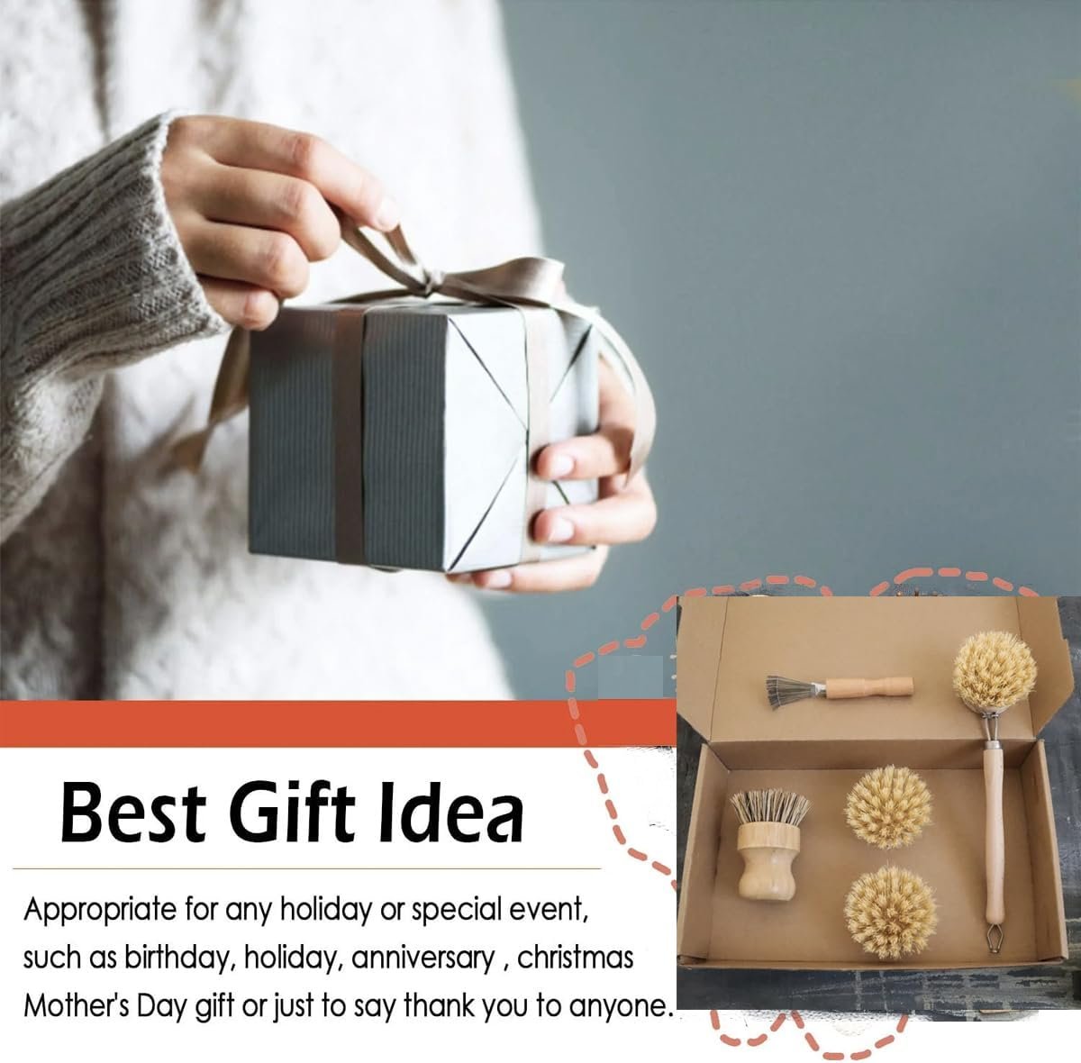 5 pcs Kitchen Brush Set| Valuable Cleaning Tool Kit| Plastic-Free & Eco-Friendly Products| Gift for Women Mom