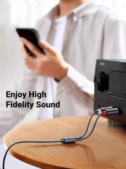 UGREEN RCA Cable 3.5mm Female to 2RCA Male Audio Stereo Adapter Aux Cord Headphone Jack Plug Y Splitter Connector Compatible with iPod MP3 DVD DJ Controller Speaker Amplifier (0.65FT)