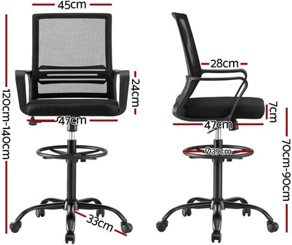 Artiss Office Chair Drafting Chairs Stool Computer Desk Studios Mesh Black