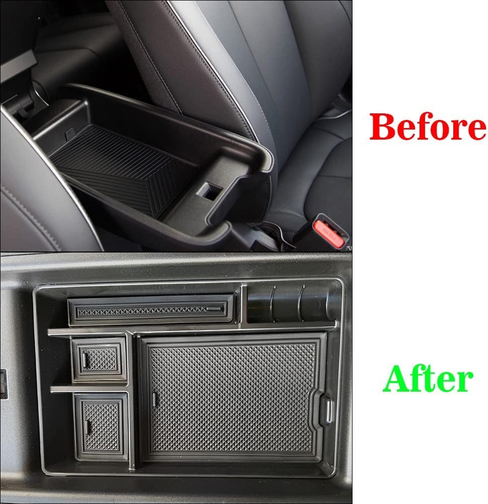 BestEvMod for Ioniq5 Armrest Storage Box Center Console Organizer Tray Interior Accessories with Rubber Black Trim Compatible with Hyundai Ioniq 5 2022-2025 Accessories(V1)