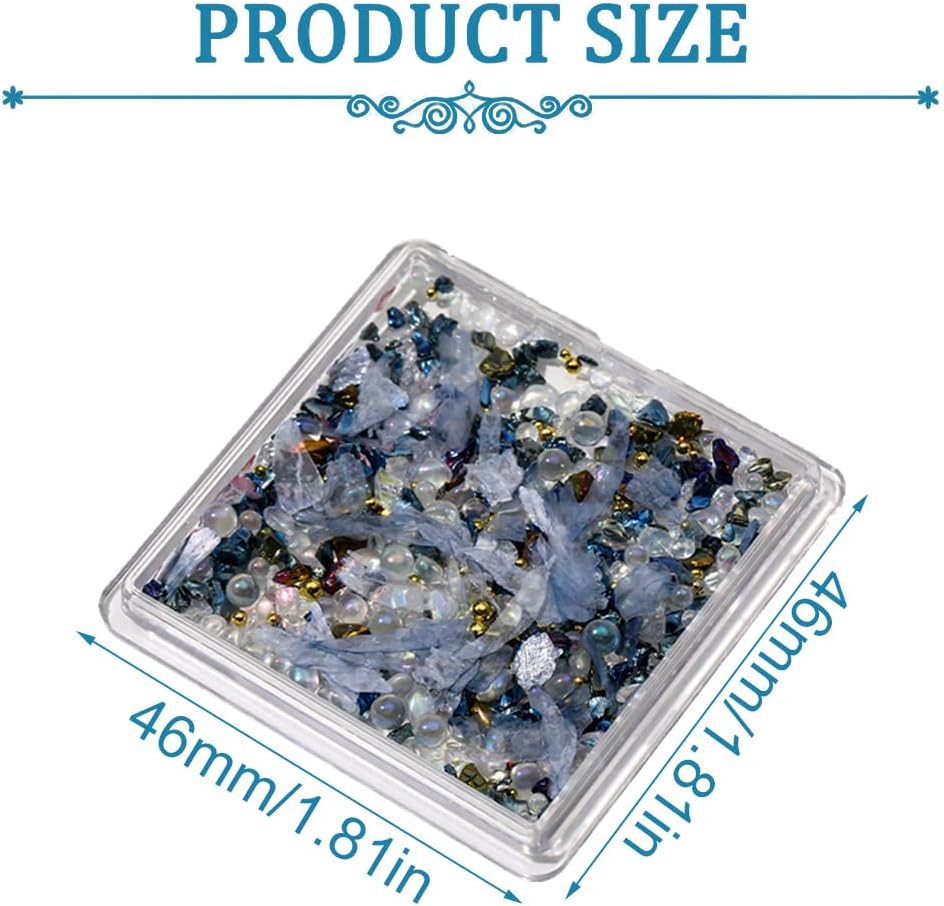 EIH 4 Pieces Nail Art Decorations, Crystal Rhinestones, Transparent Crystal, Crushed Shell Pieces, Natural Stone Decoration, 3D Nail Art, Nail Accessories, Glitter Make Up