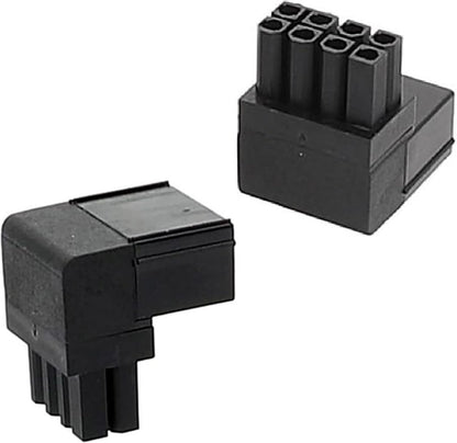 2PCS 8PIN 90 Degree Angled Power Connector Adapter,GPU VGA PCIe Connector for Desktop Computers Graphics Card Right Angle Elbow Adapter Black (Angled Upwards)