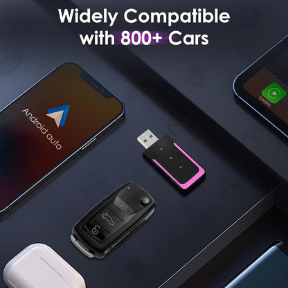 Gaethra Wireless Adapter for Carplay and Android Auto, Plug & Play, USB C/USB A, Compatible with iOS 10+/Android 11+, Suitable for Vehicle that Works with CarPlay/Android Auto, CZHZ02