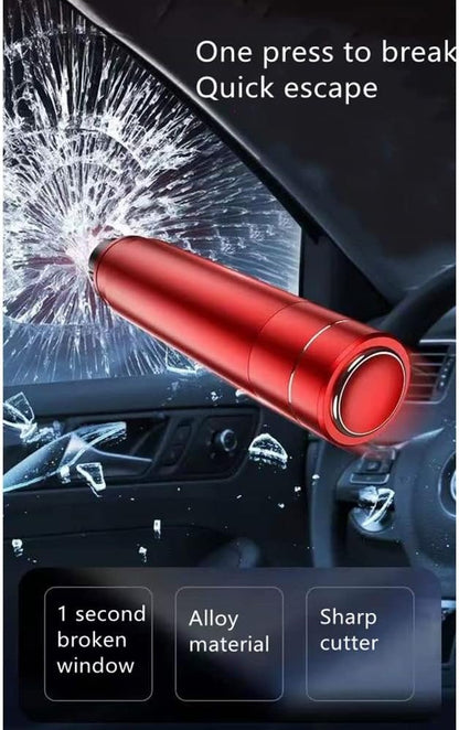 HHXS 2 Pack Car Safety Hammer Emergency Escape Tool One Second Window Breaker Seatbelt Cutter Glass Life-Saving Artifact-Red+Black