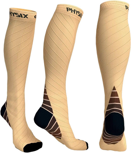 Physix Gear Compression Socks 20-30 mmHg - Men & Women - Running, Nurses, Shin Splints, Flight, Travel (-)