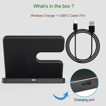 DGBAY Wireless Charging Station 3 in 1 for Samsung, Wireless Charger for Galaxy S25 S24 Ultra S23 S22 S21+ S20 S10 Note 20, Z Flip Fold 6,5,4 3,Galaxy Watch 7/6/5 Pro/4/3/Active 2,Buds 2