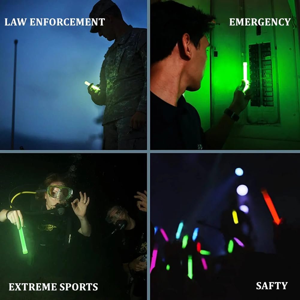 Glow Fever Glow Sticks Bulk, Emergency Safety Military 6'' Lightsticks, Light Up Ultra Bright with 12 Hours Duration for Hiking Party Camping Blackouts Hurricane Shelter Survival Kit (Green, 30PCS)