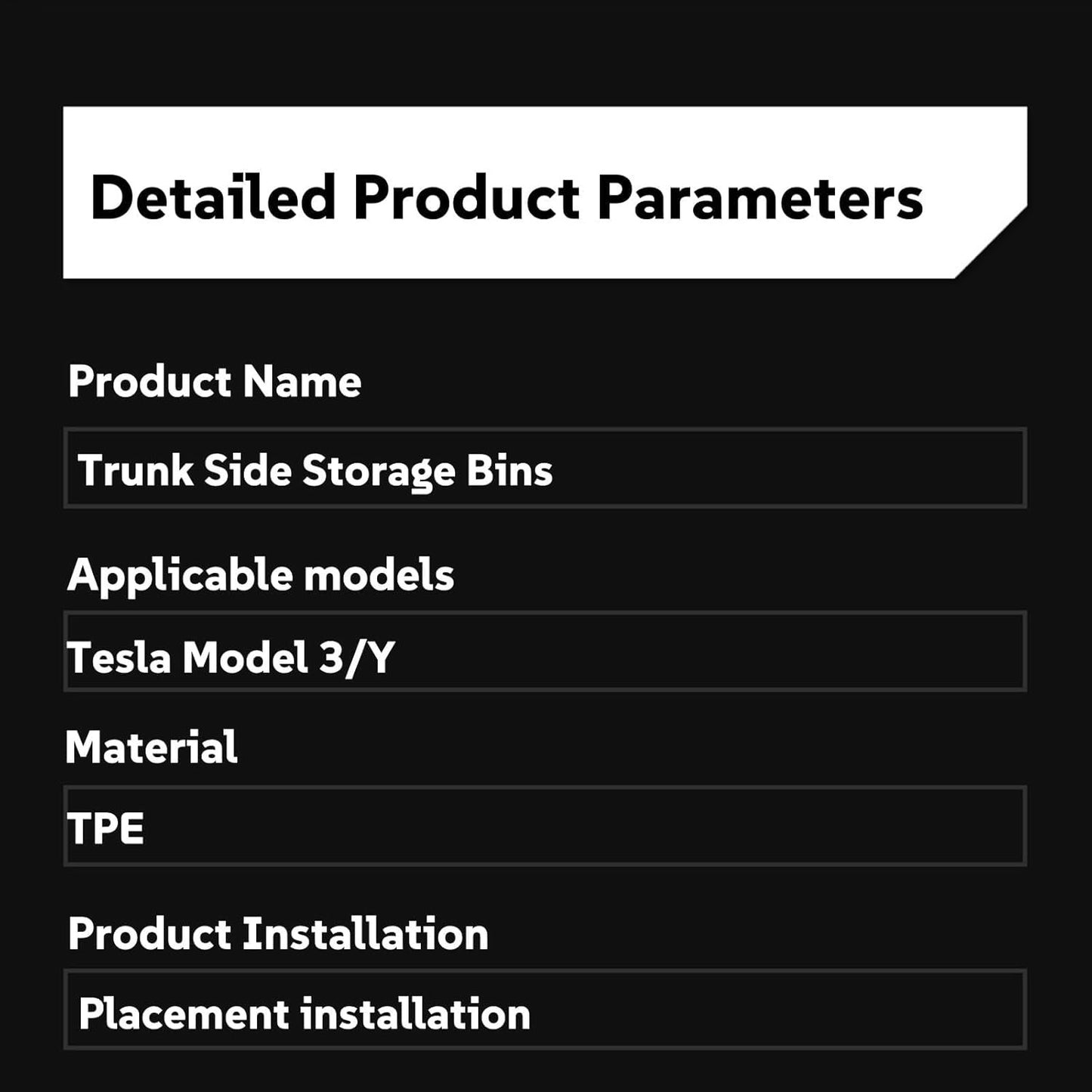 Tesla Model 3 Y Trunk Side Storage Bins Set of 2. Sturdy, Waterproof, Adjustable and Easy to Install,Normal-Modely