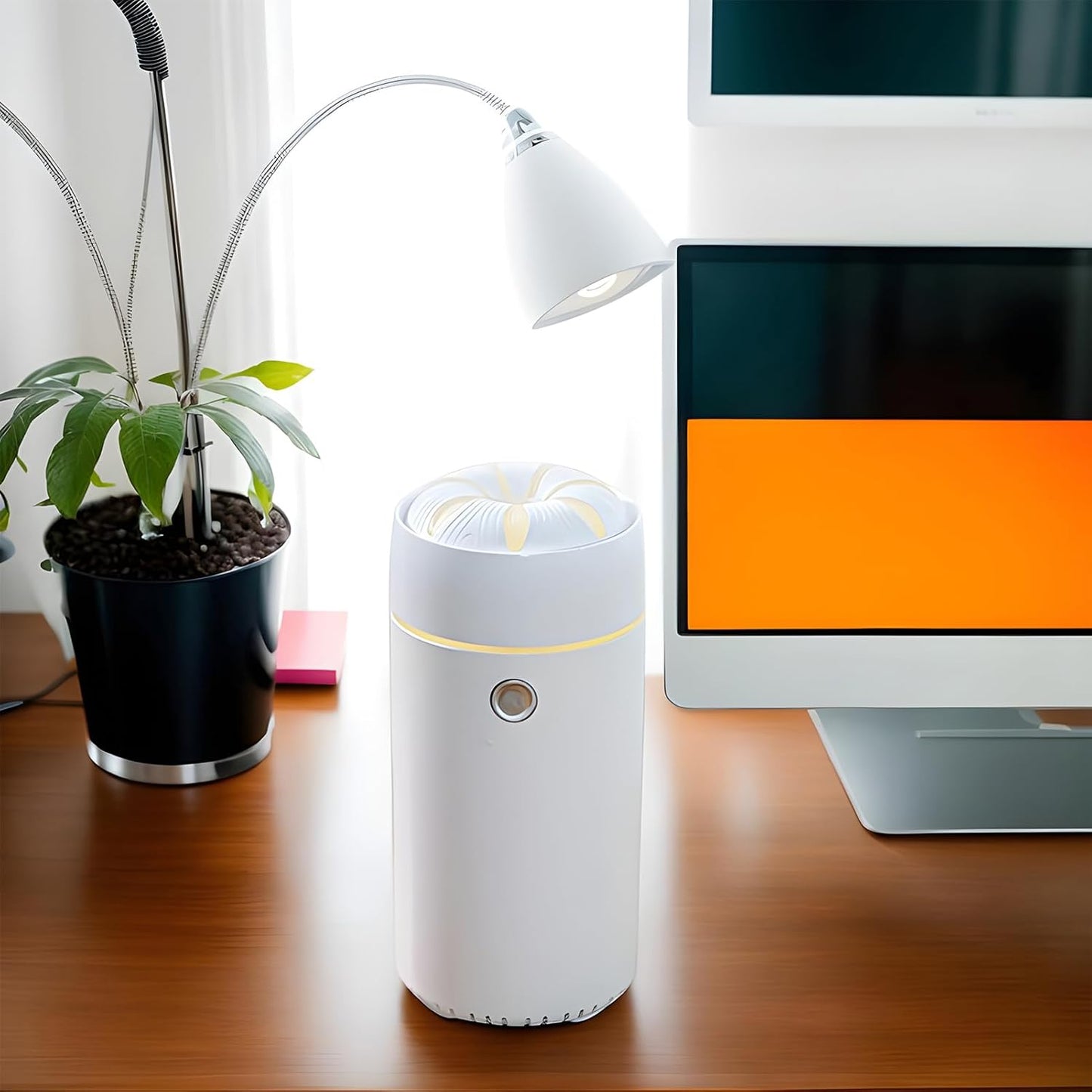 Portable Car Diffuser,Car Scent Aromatherapy Diffuser Humidifier - 7 Lights Air Purifier Adjustable Mist Output Travel Auto Freshener for Home Workplace