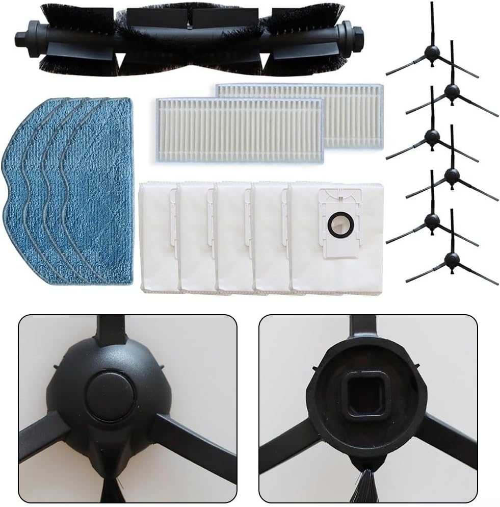 Cleaning Essentials Spazzole laterali, panni per mocio e sacchetti per la polvere compatibili con aspirapolvere 360 per Botslab S8 Plus