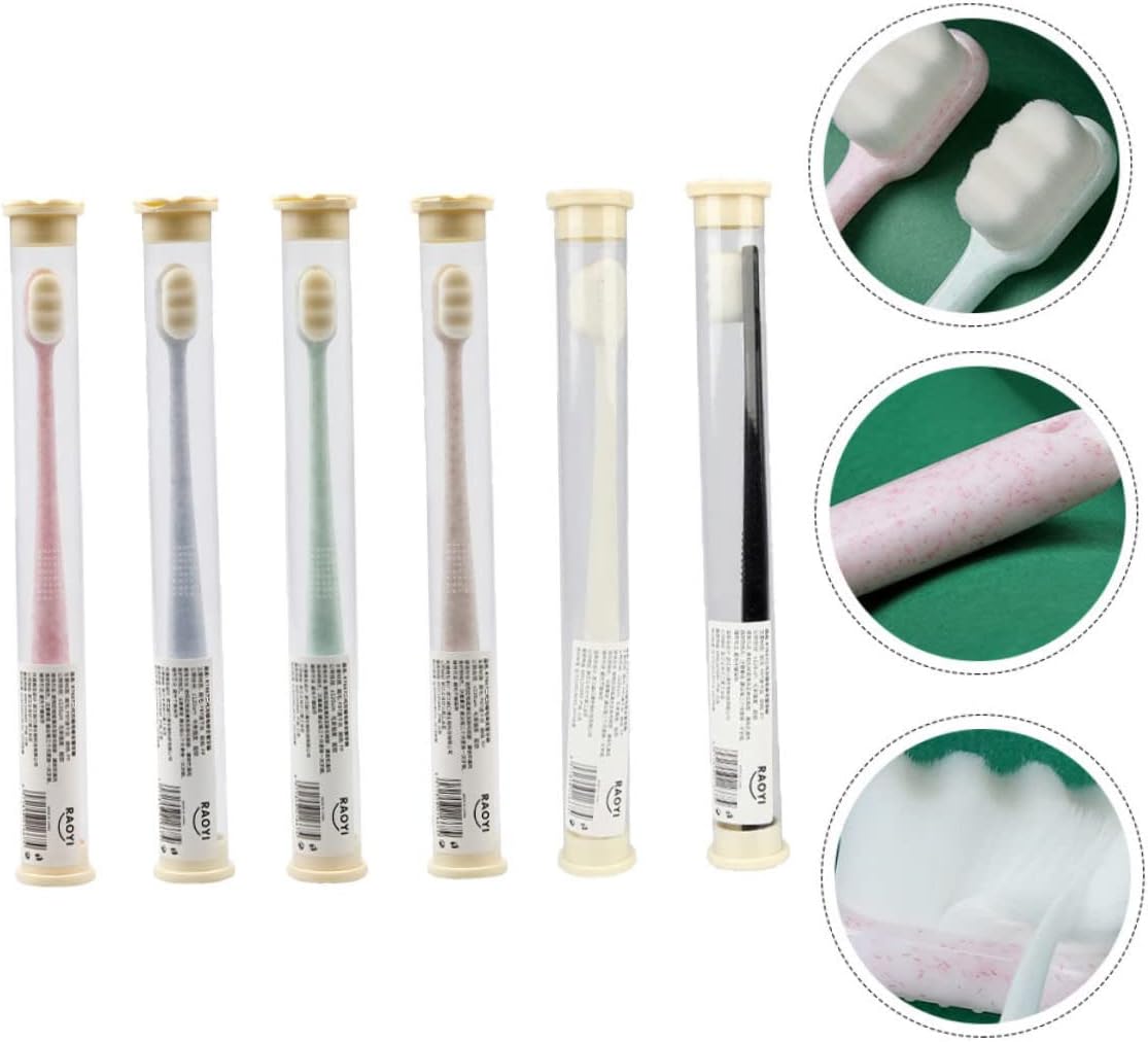 Zerodeko Hand Tools 6pcs Wangan Hair Toothbrush Toothbrush Sensitive Toothbrush Toothbrushes Slim Soft Oral Care Toothbrush Super Soft Cleaning Brush Pbt Travel Soft Bristle Toothbrush