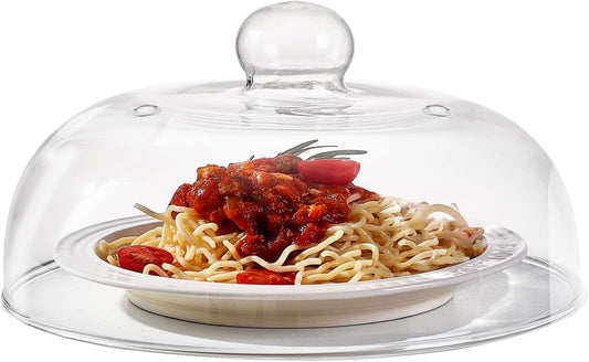 10inch Glass Microwave Cover for Food, Tall Sturdy Borosilicate Glass Splatter Cover Guard Lid with Heat-resistant Gloves, Dishwasher Safe
