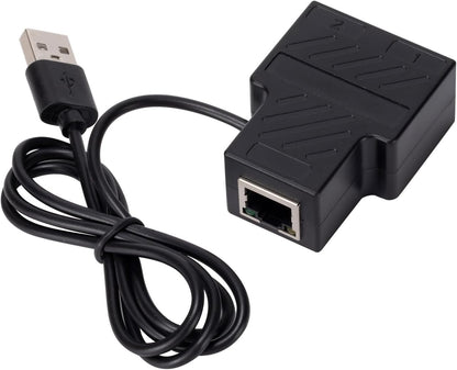 RJ45 Networks Splitters Adapters 1 to 2 Female USB to RJ45 Port with USB Power Cable LAN Interfaces Ethernets