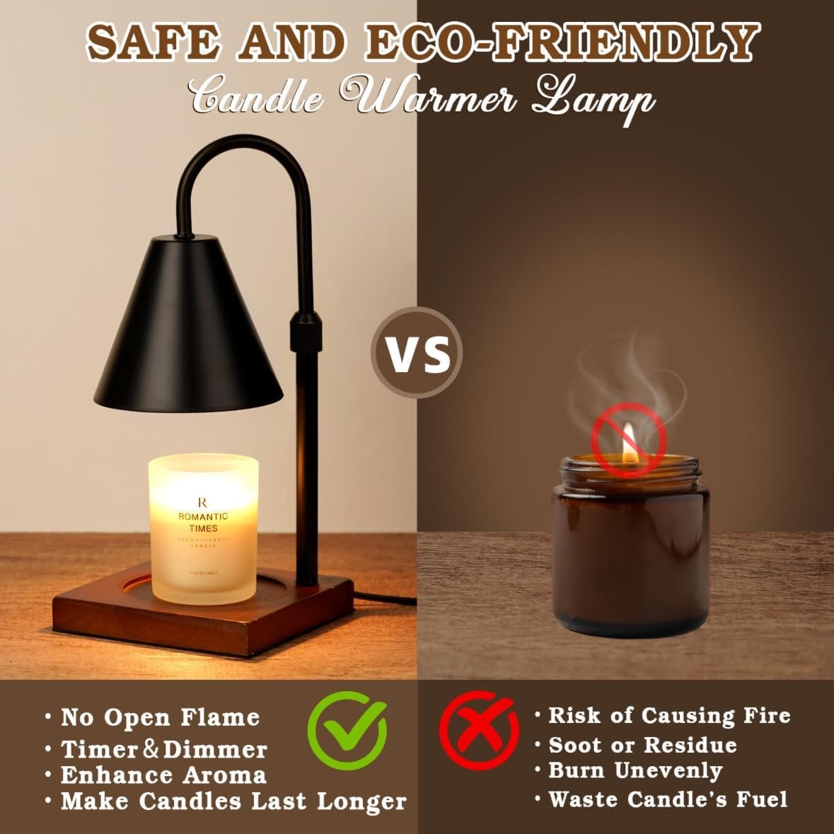 Modern Candle Warmer Lamp with Timer, Dimmable Candle Lamp Warmer, Birthday Gifts for Women, Black Lamp Candle Warmer Gifts for Mom, Adjustable Candle Light Warmer, Cozy Living Room Bedroom Home Decor