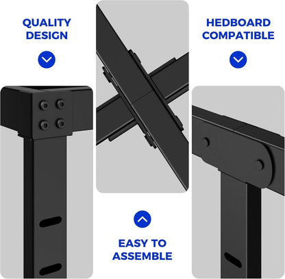 King Bed Frame 3600lbs Heavy Duty Metal Platform No Box Spring Needed with Steel Slat Support, Easy Assembly,Noise-Free 16 Inch (16 Inch, King (U.S. Standard))