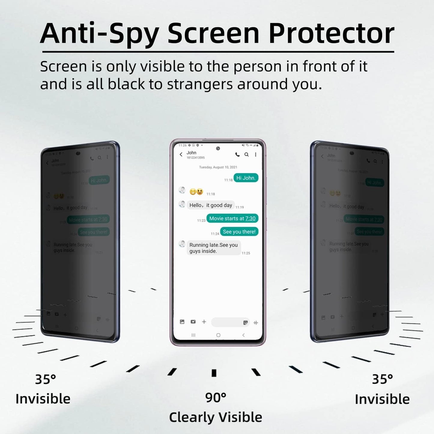 【3+1 Pack】Designed for Samsung Galaxy S23 FE Privacy Screen Protector,9H Tempered Glass,AntiSpy Film【Not Support Fingerprint Unlock】Amleute Compatible with Samsung S23 FE 5G