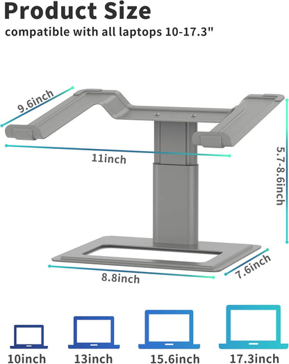 Soundance Adjustable Laptop Stand for Desk, Computer Stand, Ergonomic Laptop Riser Holder Compatible with 10 to 17.3 Inches Notebook PC Computer,Grey
