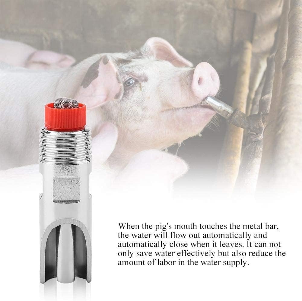 Water Nipple, 5Pcs Stainless Steel Automatic Drinking Feeder Red Duckbilled Poultry Watering System for Piglets Small Farm Animal Supplies