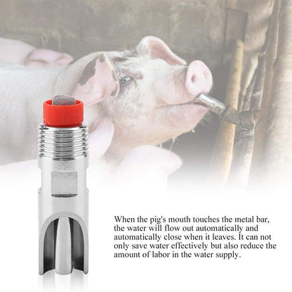 Water Nipple, 5Pcs Stainless Steel Automatic Drinking Feeder Red Duckbilled Poultry Watering System for Piglets Small Farm Animal Supplies