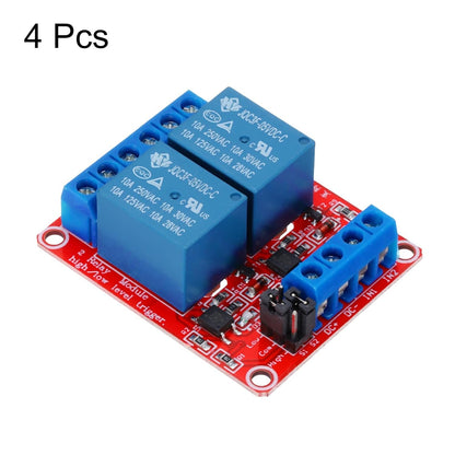 MECCANIXITY 4 Pcs DC 5V 2 Channel Relay Module Switch Boards Shield 10A High or Low Level Trigger for Electronics Industrial Home Automation