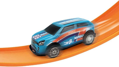 Flexible Track Race Car Toy, Pull Back Vehicle Set, 26x23x7cm, Bendable Road Sections, ABS Build, Colorful Curved Paths, Compact Package Box, for Play