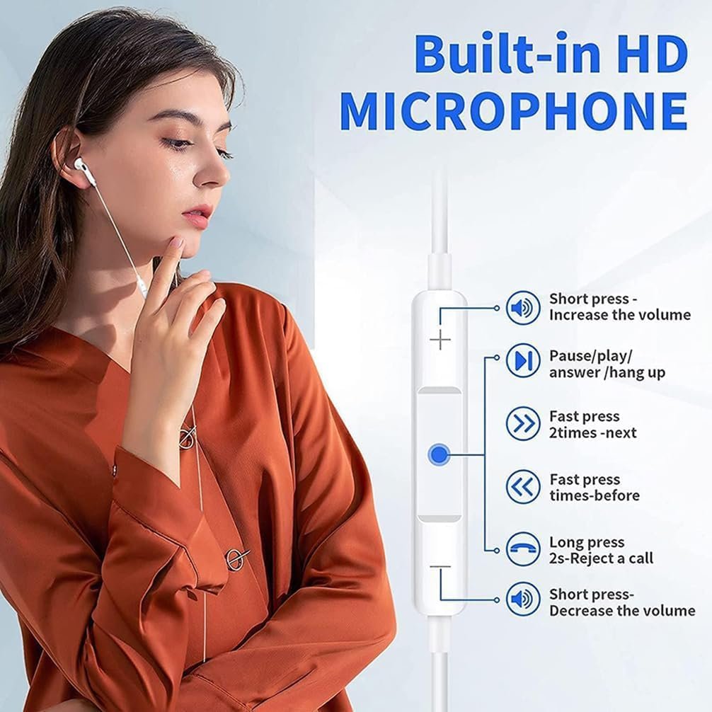 2 Pack Apple Earbuds Wired Lightning iPhone Headphones [Apple MFi Certified] Built-in Microphone & Volume Control in-Ear Headset Compatible with iPhone 14/13/12/11 Pro Max/Xs Max/XR/7/8 Plus-All iOS
