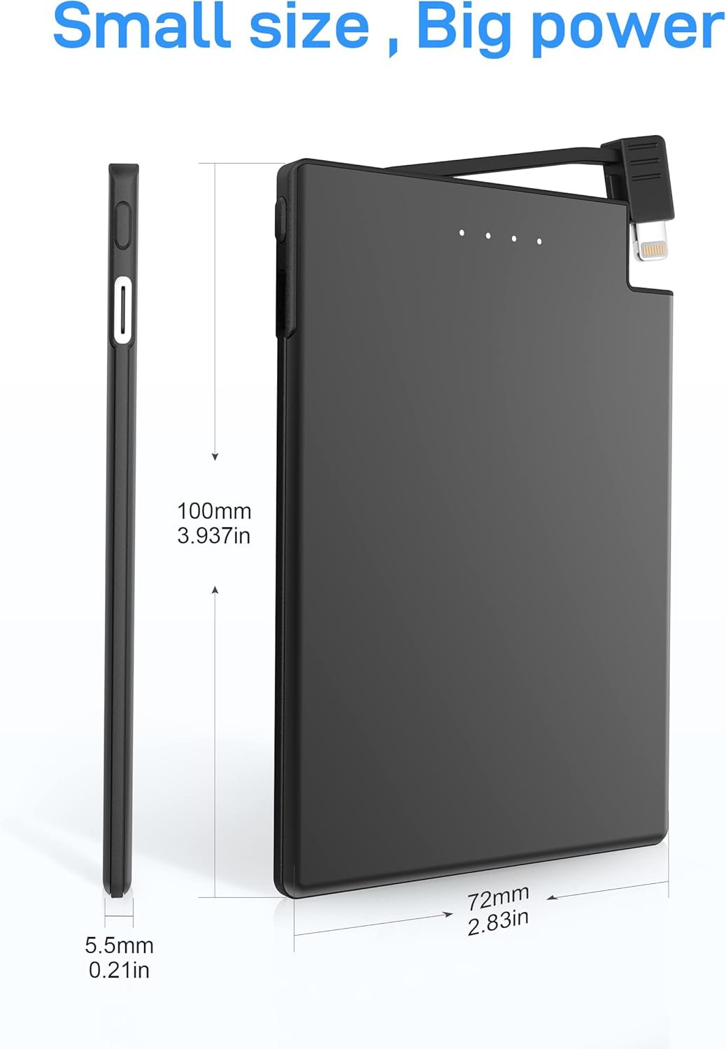TNTOR Portable Charger with Built in Cable (MFi Apple Certified), 3500mAh Ultra Slim Power Bank for iPhone 14 13 12 11 X 8 7 6 5 SE Series
