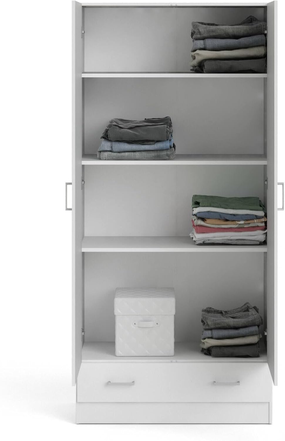 Dmora - Wardrobe 2 Doors Audette, Bedroom Furniture, Walk-in Closet, Clothes Wardrobe, 79 x 36 H 170 cm, White