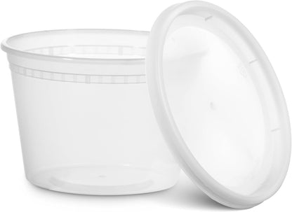 16 Oz Deli Food Containers with Lids - (36 Sets) Airtight Food Storage Takeout Meal Prep Containers To Go with 36 Lids, BPA-Free, Dishwasher, Microwave Safe