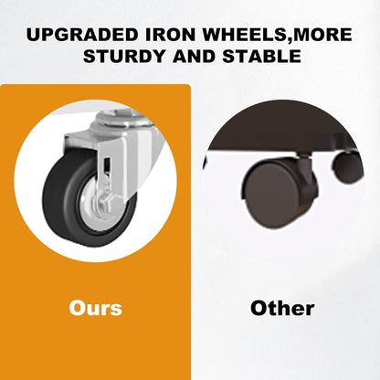 UDEAR 3-Tier Kitchen Rolling Utility Cart,Multifunction Storage Organizer with Handle and 2 Lockable Wheels for Kitchen,Bathroom,Living Room,Office,White