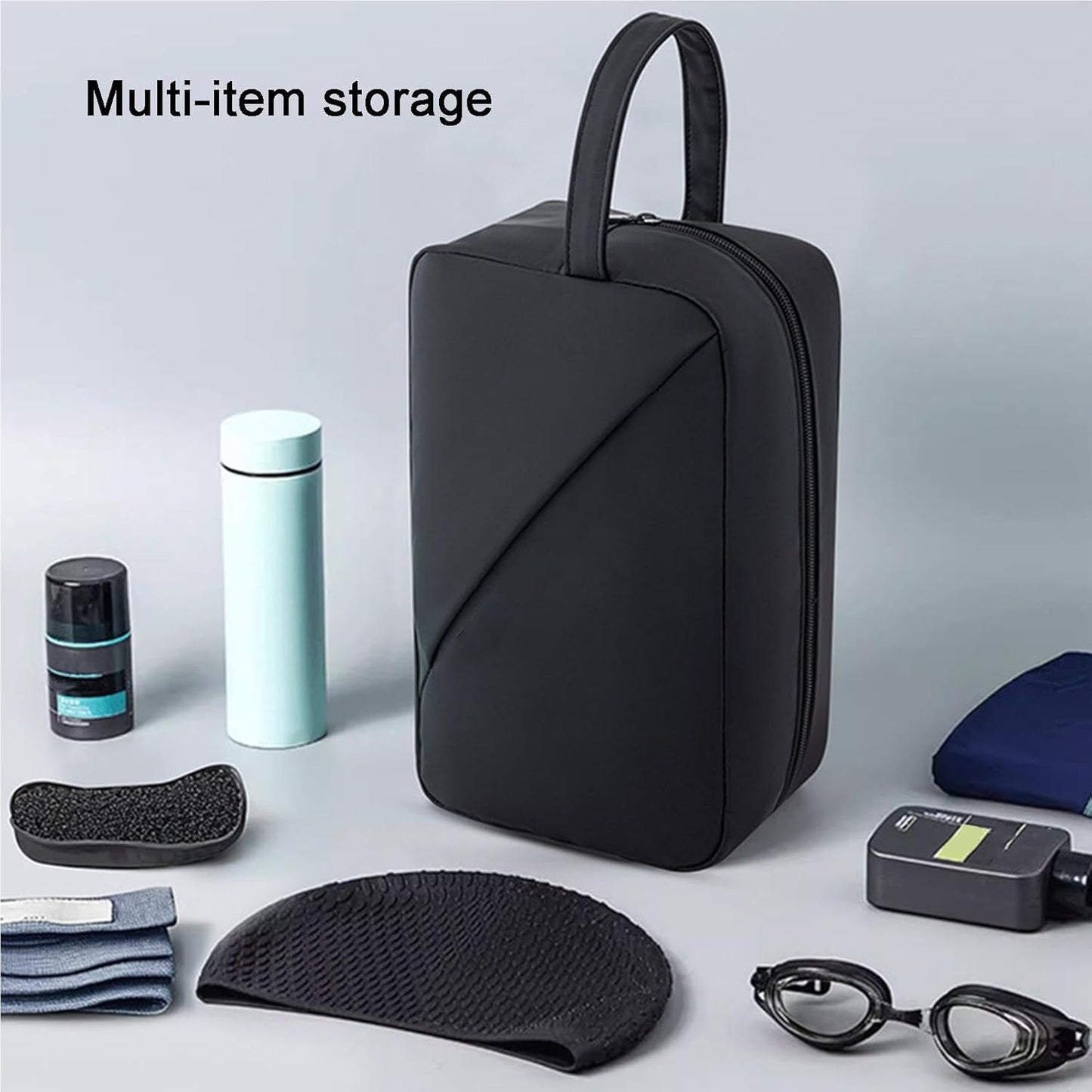 Travel Hygiene Kit, Toiletry Storage Bag, Multifunctional Makeup Pouch, Portable Toiletry Organizer, Compact Travel Bag, Makeup and Toiletries Bag for Daily Use and Travel 27 x 10 x 17 cm, Black,
