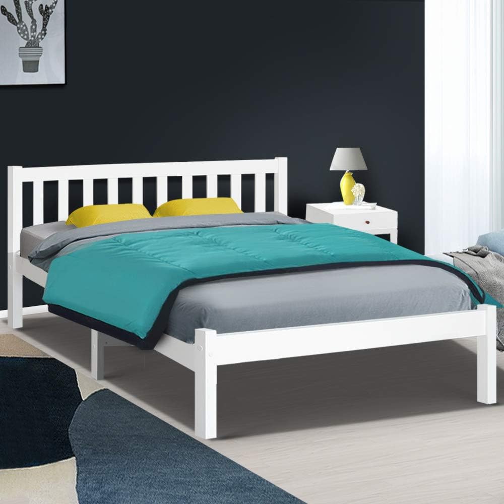 Artiss Double Bed Frame Platform Wooden Timber Frames Beds Base Bedroom Room Decor Home Furniture for Kids, Toddler and Adult with 6 Wood Legs, Modern Design