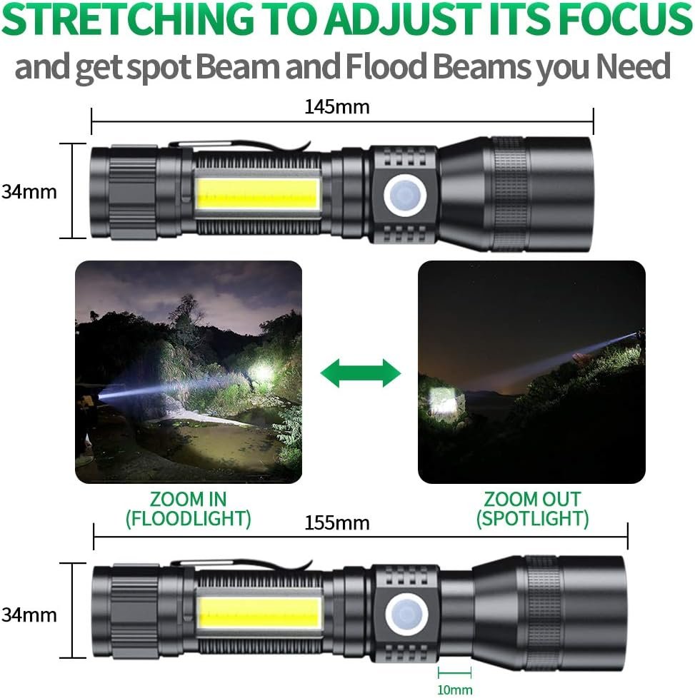 Black Light UV Flashlight, 3-in-1 Magnetic Rechargeable Flashlight, High Lumens Zoomable Beam LED Flash Light, 7 Modes Waterproof Tactical Flashlight for Emergencies, Camping, Pet Urine Detection