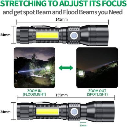 Black Light UV Flashlight, 3-in-1 Magnetic Rechargeable Flashlight, High Lumens Zoomable Beam LED Flash Light, 7 Modes Waterproof Tactical Flashlight for Emergencies, Camping, Pet Urine Detection