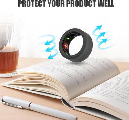PEUTIER 4pcs Silicone Ring Cover Compatible with Oura Ring Gen 3, Round Ring Case Elastic Ring Protection Smart Ring Protector Sleeve Accessories for Oura Ring Working Out (S for 6/7/8/9/10)