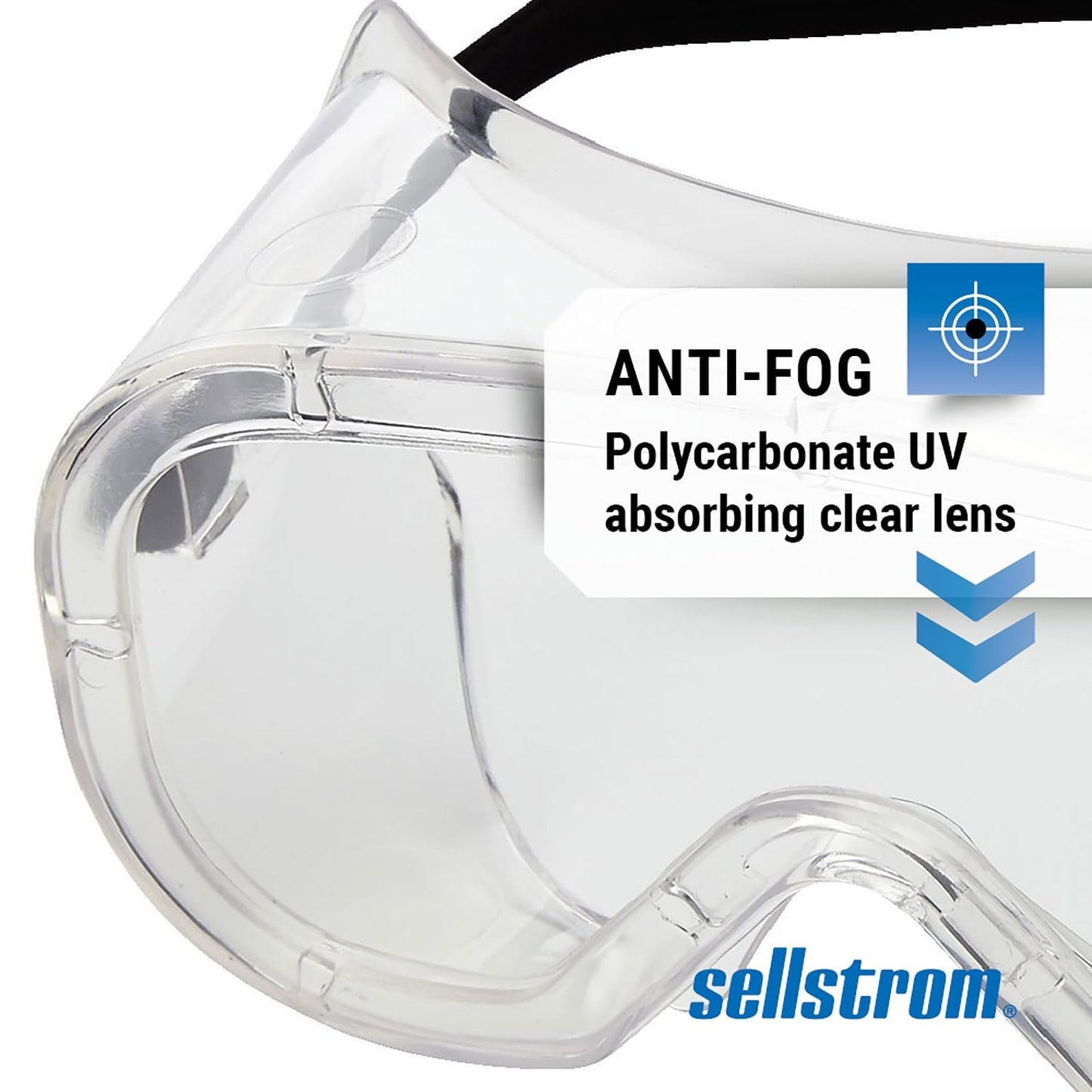 Sellstrom Non-Vented Anti-Fog Safety Goggles - Comfortable Protective Safety Goggle - Green Body, Clear Lens - Black Adjustable FR Strap - S81220