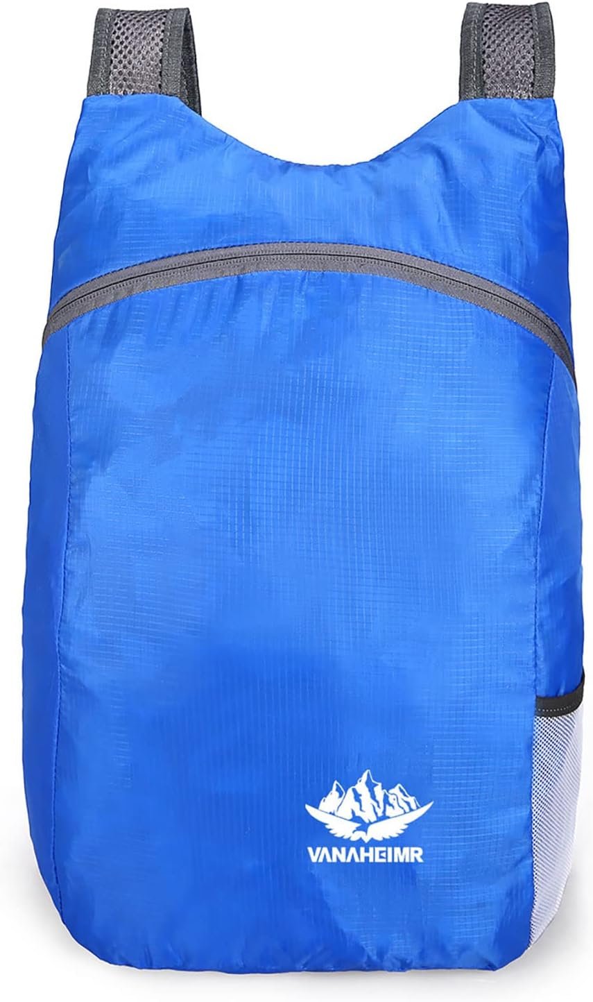 Hiking Daypack Ultralight,Water Resistant Lightweight Packable Backpack,Daypack Foldable,Folding Daypack for Travel Camping Outdoor,Folding Sports Backpack,Packable Hiking Backpack,Blue