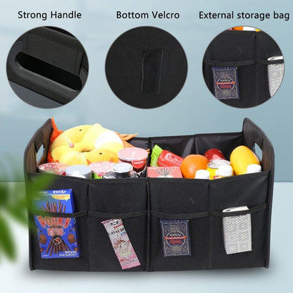 Car Trunk Organizer, Collapsible Two Compartment Car Storage with Reinforced Handles, Large Capacity Trunk Groceries Organizer, Auto Accessories Universal for Vehicle, Truck, Sedan (Black)
